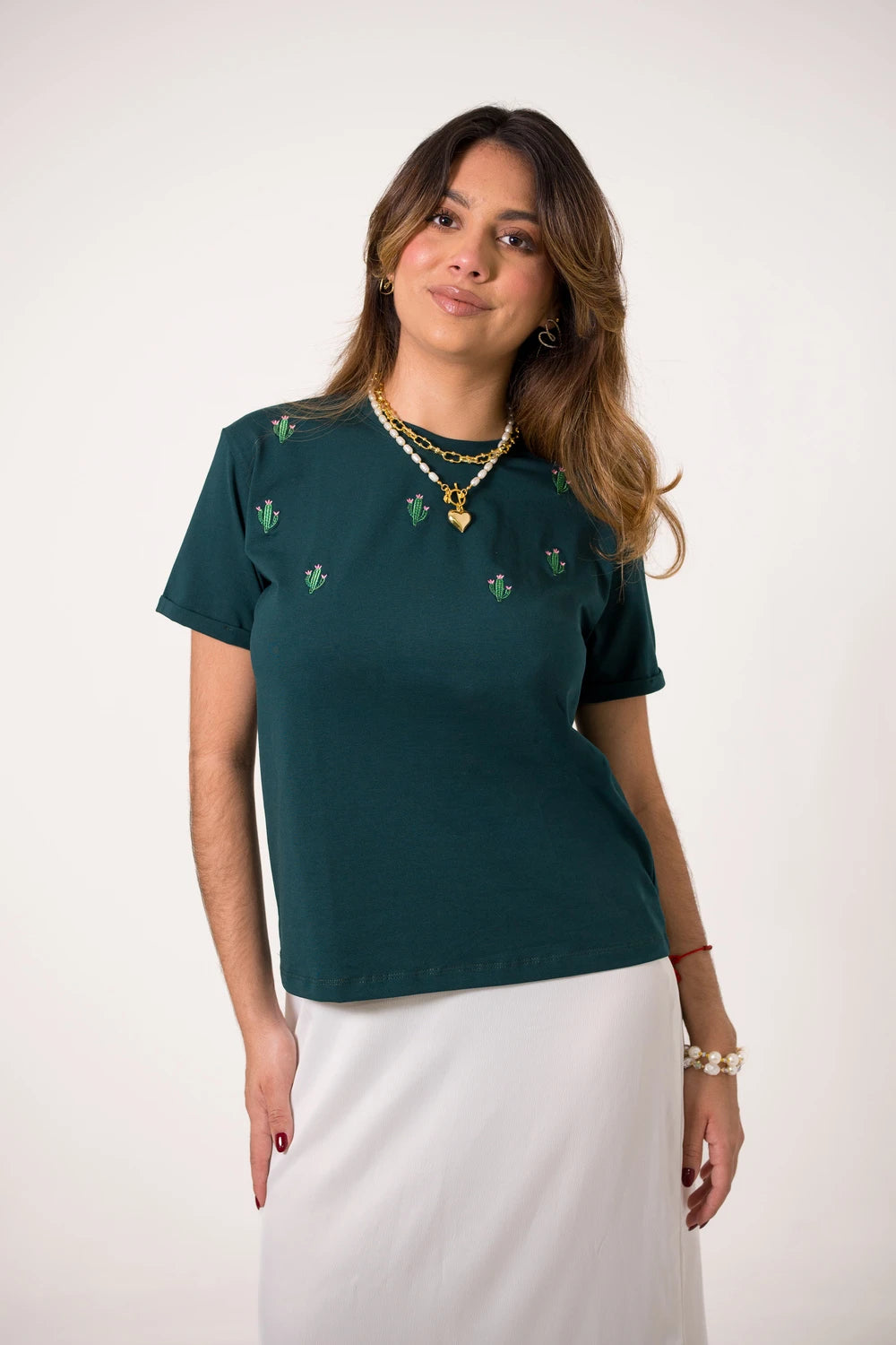 CAMISETA LARGA BORDADA CACTUS REF 013547