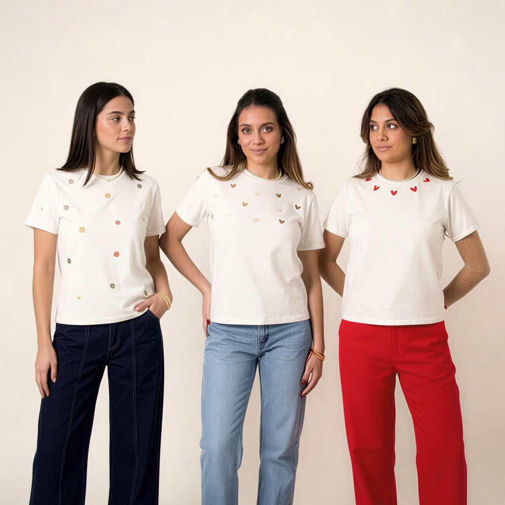 PACK DE 3 CAMISETAS BORDADAS PREMIUM