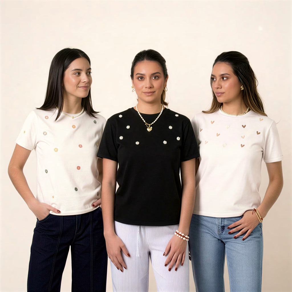 PACK DE 3 CAMISETAS BORDADAS PREMIUM