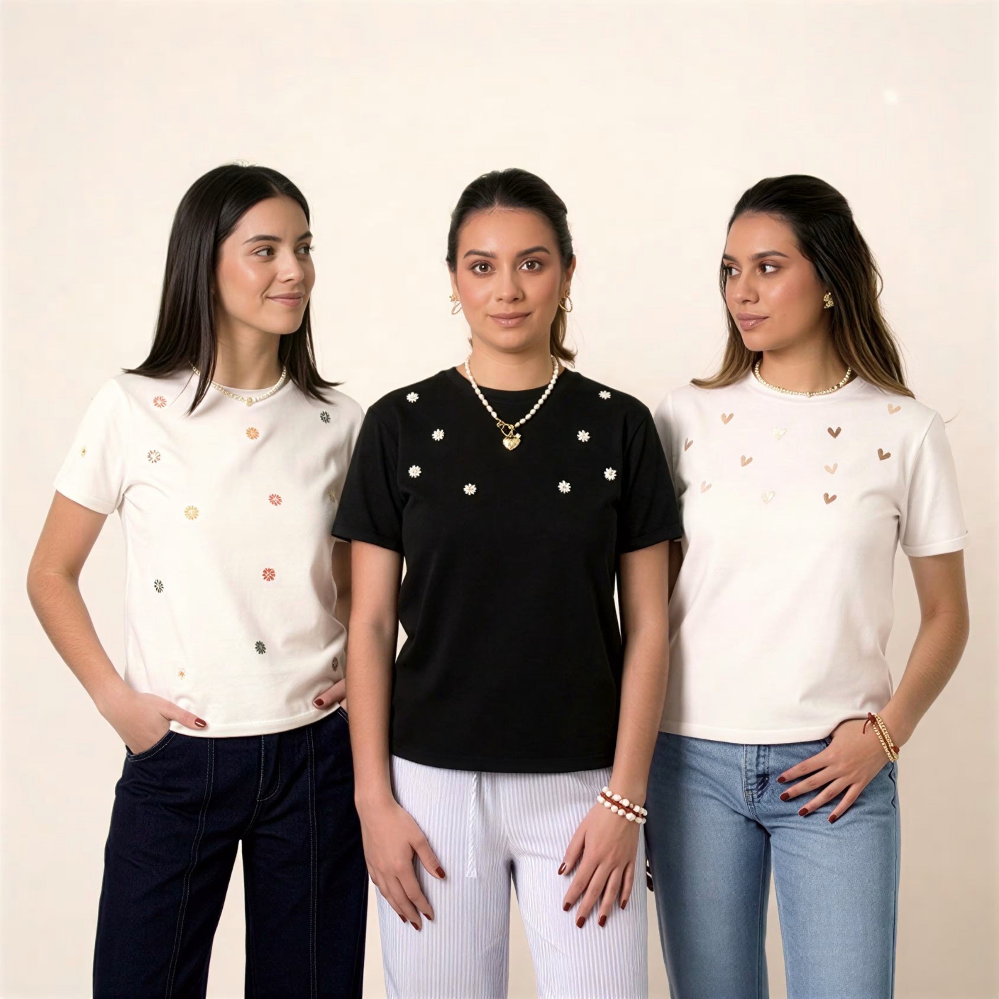 PACK DE 3 CAMISETAS BORDADAS PREMIUM