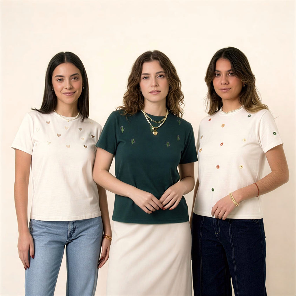 PACK DE 3 CAMISETAS BORDADAS PREMIUM